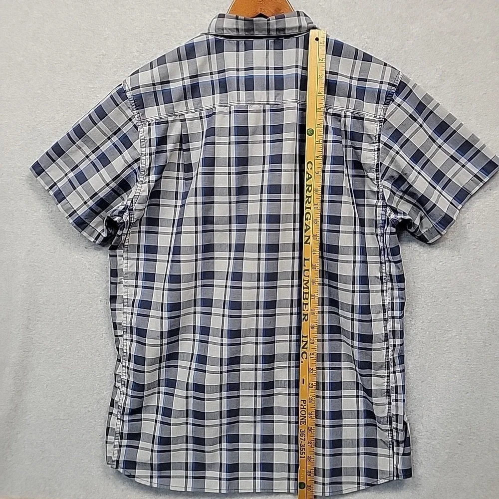 THE NORTH FACE Men's Size L Blue‎ and Gray Plaid Shirt Short Sleeve Button Down